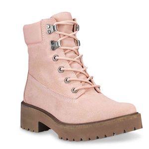 Timberland light pink combat boot